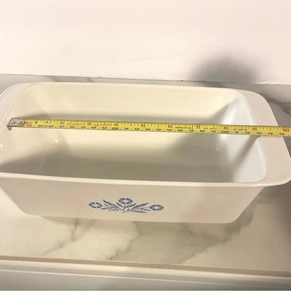 VTG Corning Ware Blue Cornflower 2QT Loaf Bread Pan Baking P-315-B USA 9x5x3 - Picture 8 of 10